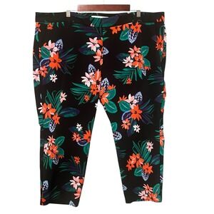 Old Navy Harper High Rise Pants Size 20 Ankle Multicolor Floral Island Tropical